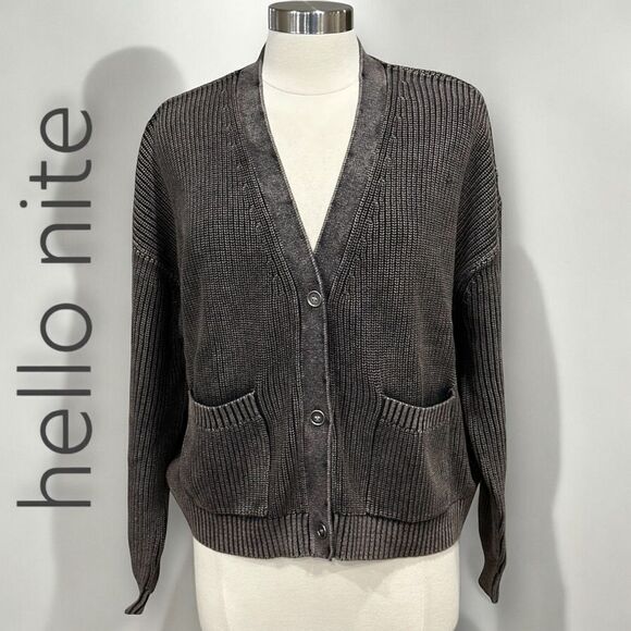 REVOLVE- HELLO NITE Women’s Acid Wash Ribbed Cardigan in the Size Large - Picture 1 of 11